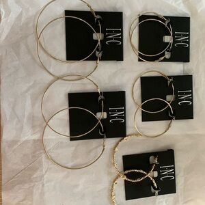 Five Pair of hoop earrings